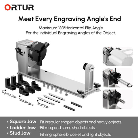 Ortur Y-axis Rotary Chuck for Laser Engraver (YRC1.0) - SINISMALL